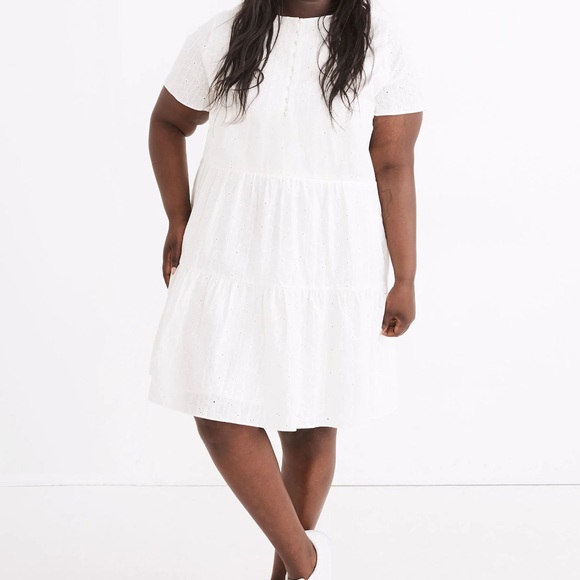 Madewell Dresses & Skirts - Madewell Embroidered Eyelet Button-Front Tiered Mini Dress-Size Medium